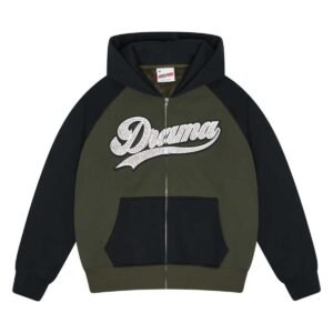 ARMY GREEN SCRIPT STUD HOOD