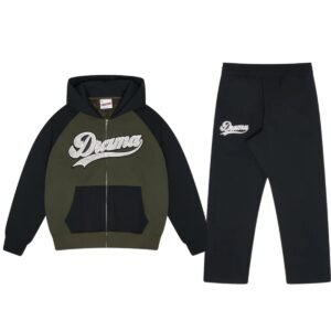 ARMY GREEN SCRIPT STUD TRACKSUIT
